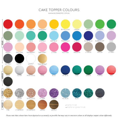 Cake Topper Colours
