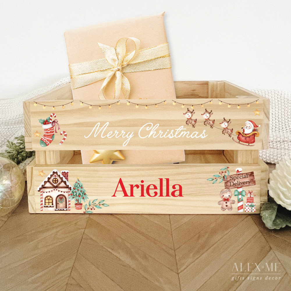 Christmas Crate Personalised Wood Crate Alex+Me